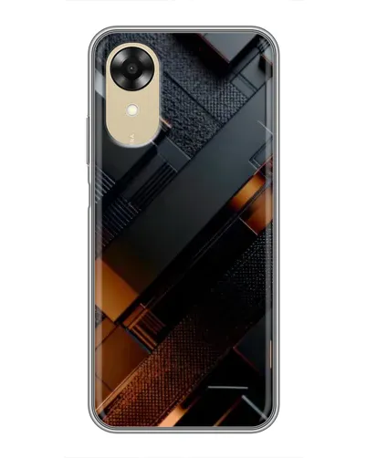 Чехол для OPPO A17k с картинкой «Черные геометрические блоки»