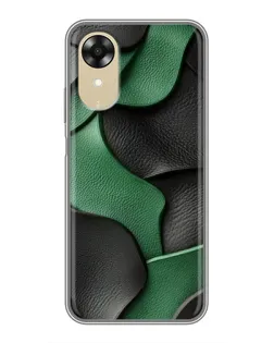 Чехол для OPPO A17k с картинкой «Зеленые кожаные волны»