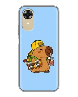 Чохол для OPPO A17k з картинкою «Капібара на скейті»