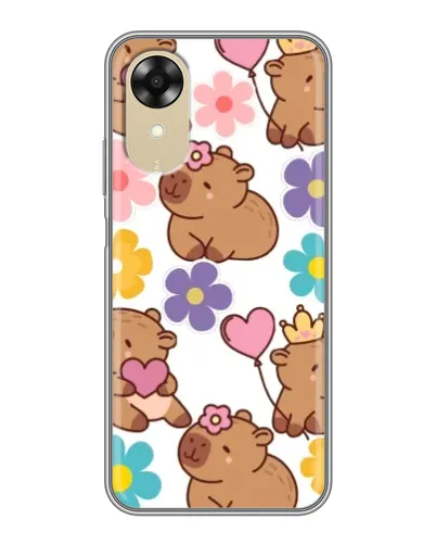 Чехол для OPPO A17k с картинкой «Цветочный паттерн капибар» Чехол для OPPO A17k с картинкой «Цветочный паттерн капибар»