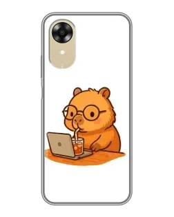 Чохол для OPPO A17k з картинкою «Капібара з ноутбуком»
