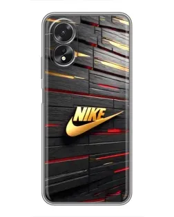 Чохол для OPPO A18 з картинкою «Золотий Nike на металі»
