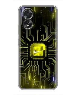 Чохол для OPPO A18 з картинкою «Nike — золота іскра»
