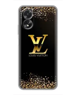Чехол для OPPO A18 с картинкой «LV — золотые искры»