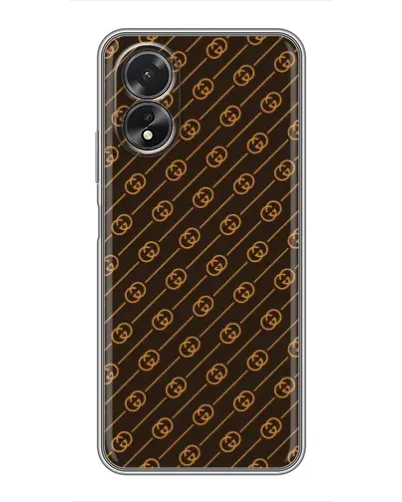 Чехол для OPPO A18 с картинкой «Gucci — золотые диагонали»