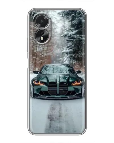 Чехол для OPPO A18 с картинкой «BMW в зимнем лесу»
