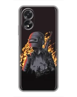 Чохол для OPPO A18 з картинкою «PUBG — вогняний силует»