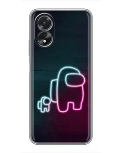 Чохол для OPPO A18 з картинкою «Among Us неон-арт»