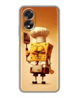 Чехол для OPPO A18 с картинкой «Губка Боб повар»