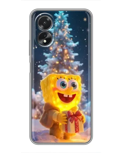 Чехол для OPPO A18 с картинкой «Рождественский Спанч Боб»