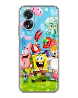 Чехол для OPPO A18 с картинкой «Губка Боб и друзья»