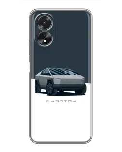 Чехол для OPPO A18 с картинкой «Серебристый Cybertruck Tesla»