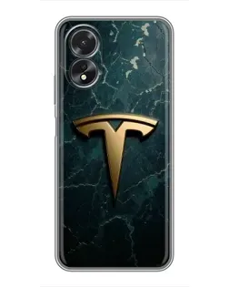 Чехол для OPPO A18 с картинкой «Мраморная Tesla Gold»