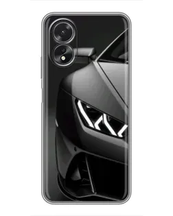 Чехол для OPPO A18 с картинкой «Lamborghini фары детализация»