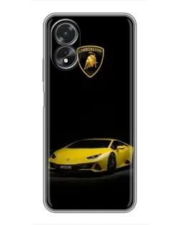 Чехол для OPPO A18 с картинкой «Lamborghini желтый акцент»