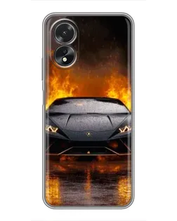 Чехол для OPPO A18 с картинкой «Lamborghini в огне»