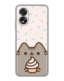 Чехол для OPPO A18 с картинкой «Пушин с кексом»