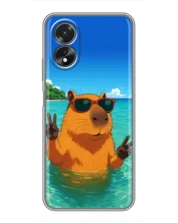 Чехол для OPPO A18 с картинкой «Морская капибара»