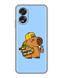 Чехол для OPPO A18 с картинкой «Капибара на скейте»