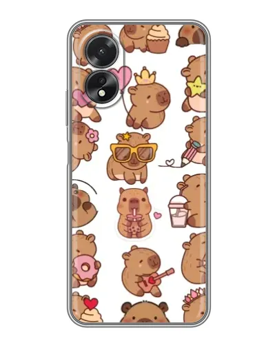 Чехол для OPPO A18 с картинкой «Стикерпак с капибарами»