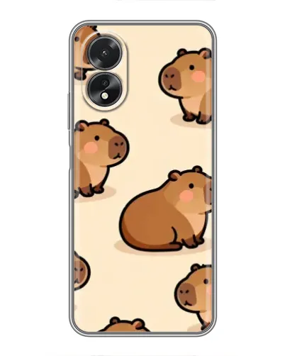 Чехол для OPPO A18 с картинкой «Паттерн милых капибар»