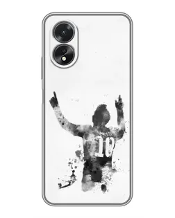 Чехол для OPPO A18 с картинкой «Черно-белый силуэт Месси» Чехол для OPPO A18 с картинкой «Черно-белый силуэт Месси»