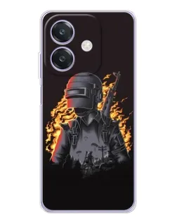 Чехол для OPPO A3 с картинкой «PUBG — огненный силуэт»