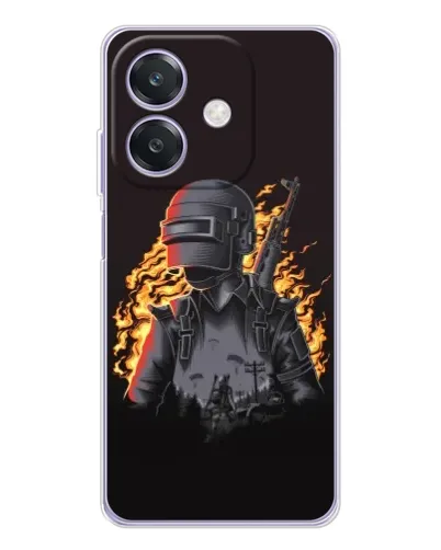 Чехол для OPPO A3 с картинкой «PUBG — огненный силуэт»