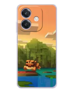 Чохол для OPPO A3 з картинкою «Майнкрафт захід сонця»