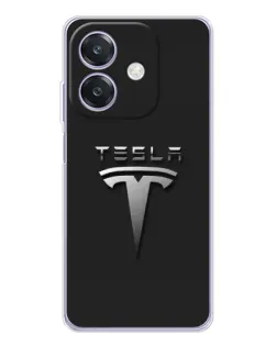 Чехол для OPPO A3 с картинкой «Стальной логотип Tesla»