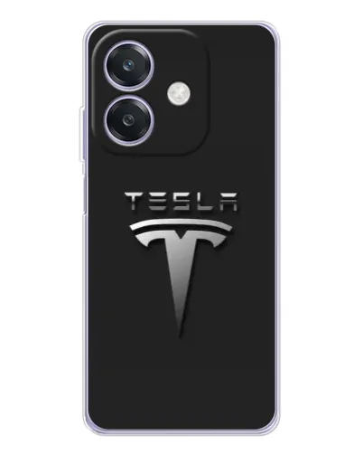 Чехол для OPPO A3 с картинкой «Стальной логотип Tesla»