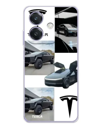 Чехол для OPPO A3 с картинкой «Коллаж Cybertruck Tesla»