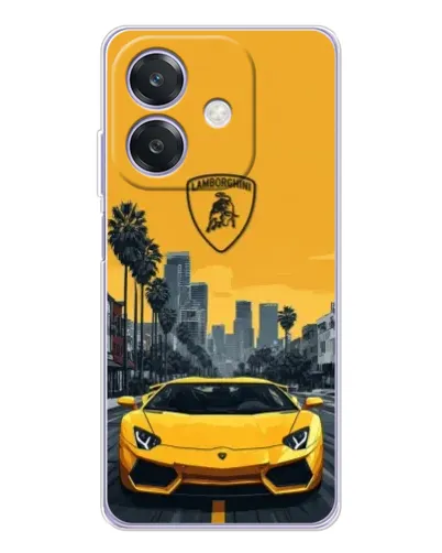Чохол для OPPO A3 з картинкою «Жовтий Lamborghini місто»