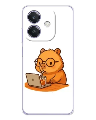 Чохол для OPPO A3 з картинкою «Капібара з ноутбуком»