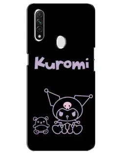 Чехол для OPPO A31 с картинкой «Kuromi — черный минимализм»