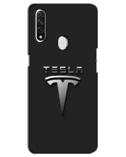 Чехол для OPPO A31 с картинкой «Стальной логотип Tesla»