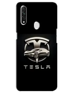 Чехол для OPPO A31 с картинкой «Tesla — серебристое авто»