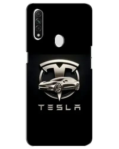 Чехол для OPPO A31 с картинкой «Tesla — серебристое авто»