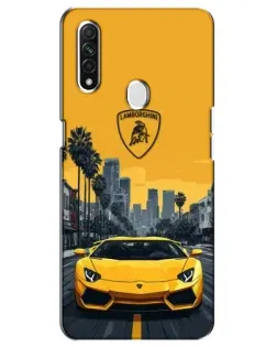 Чехол для OPPO A31 с картинкой «Желтый Lamborghini город»