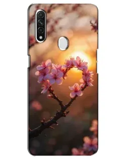 Чехол для OPPO A31 с картинкой «Розовый цвет сердце на фоне заката»