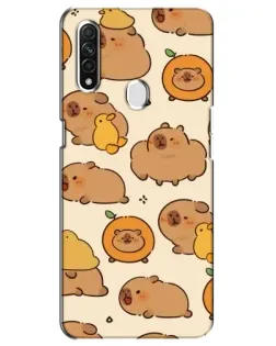 Чехол для OPPO A31 с картинкой «Капибары с апельсинами»