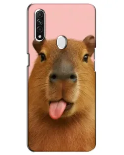 Чехол для OPPO A31 с картинкой «Капибара с языком»