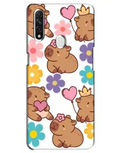 Чехол для OPPO A31 с картинкой «Цветочный паттерн капибар»