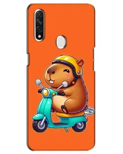 Чехол для OPPO A31 с картинкой «Капибара на скутере»