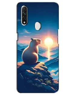 Чехол для OPPO A31 с картинкой «Закат солнца с капибарой»