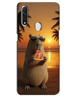 Чехол для OPPO A31 с картинкой «Капибара с пиццей»