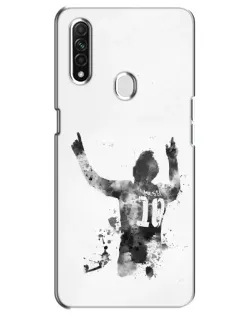Чехол для OPPO A31 с картинкой «Черно-белый силуэт Месси»