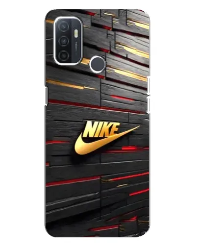 Чехол для OPPO A32 с картинкой «Золотой Nike на металле»