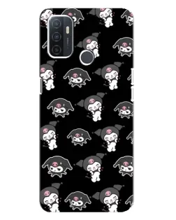 Чехол для OPPO A32 с картинкой «Черный паттерн Kuromi»