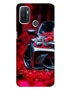 Чехол для OPPO A32 с картинкой «Спортивная BMW и цветы»